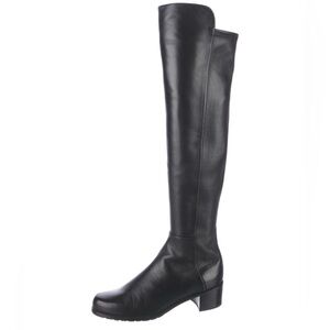 STUART WEITZMAN Black Leather Over the Knee Boots